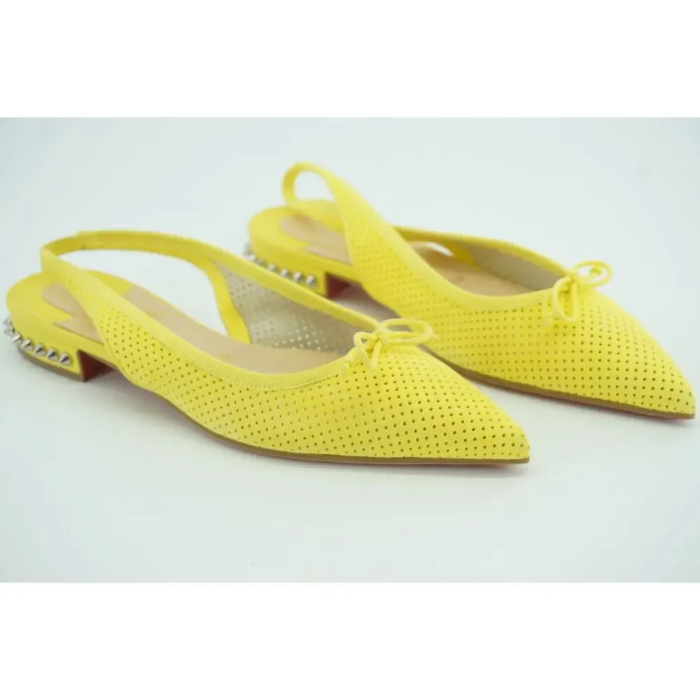 Christian Louboutin Hall Pointy Toe Slingback Ballet Flat Spiked Suede